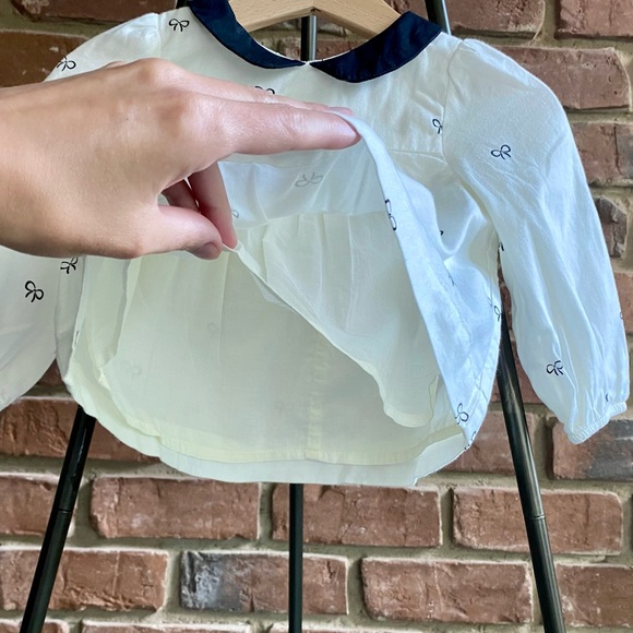 6-12M NWOT Gap Top - Peter Pan Collar & Bow Print - Picture 3 of 4